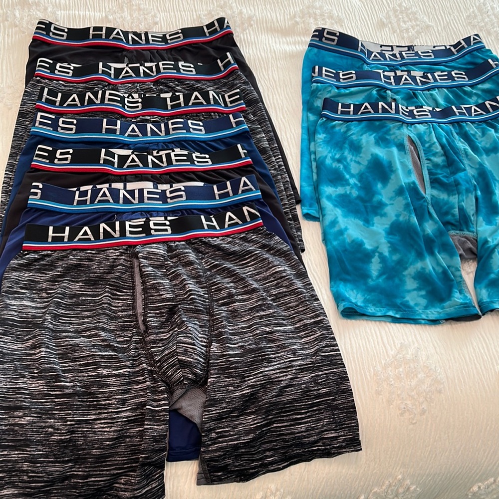 Haynes ex temp total support pouch, longer leg briefs- gently worn- 10 pair